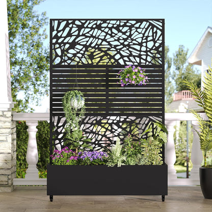 Casaphoria Metal Raised Garden Bed with Trellis and Wheels, 72"x47"x16" Arched Planter Box for