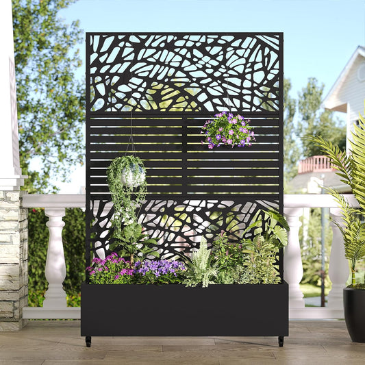 Casaphoria Metal Raised Garden Bed with Trellis and Wheels, 72"x47"x16" Arched Planter Box for