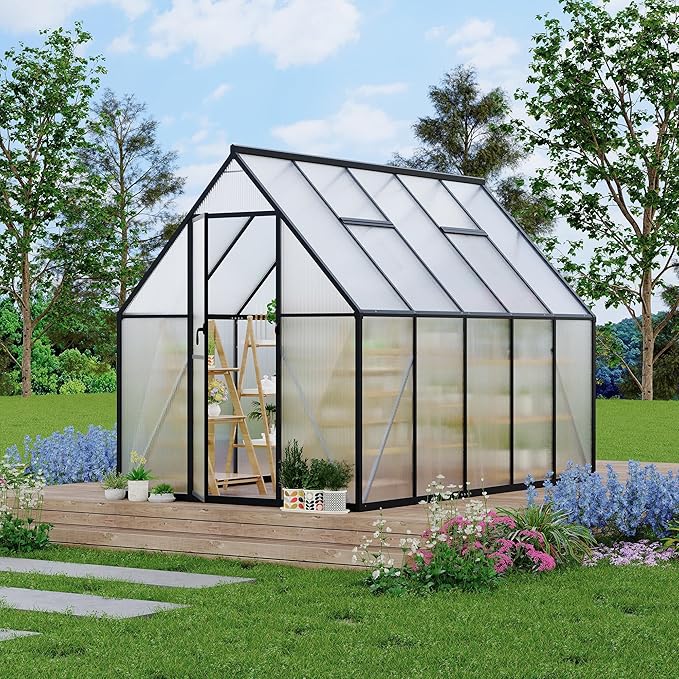 6'x9' Aluminum-Framed Polycarbonate Greenhouse, Heavy Duty Polycarbonate Greenhouse with Quick