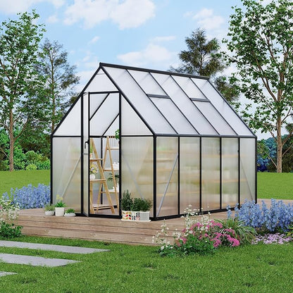 6'x9' Aluminum-Framed Polycarbonate Greenhouse, Heavy Duty Polycarbonate Greenhouse with Quick