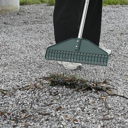 Thatch Rake & Leaves Rake 66-Inch Adjustable S/S Handle Heavy-Duty Design for Garden Lawns and