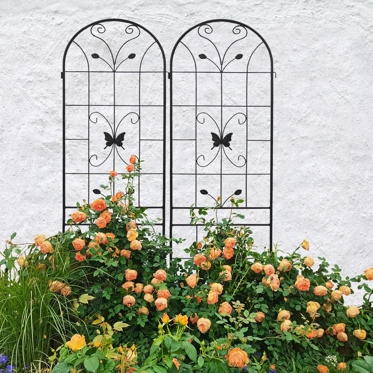 2 Pack Metal Garden Trellis 86.7" Black Fence Rustproof Garden Trellis for Climbing Plants Support