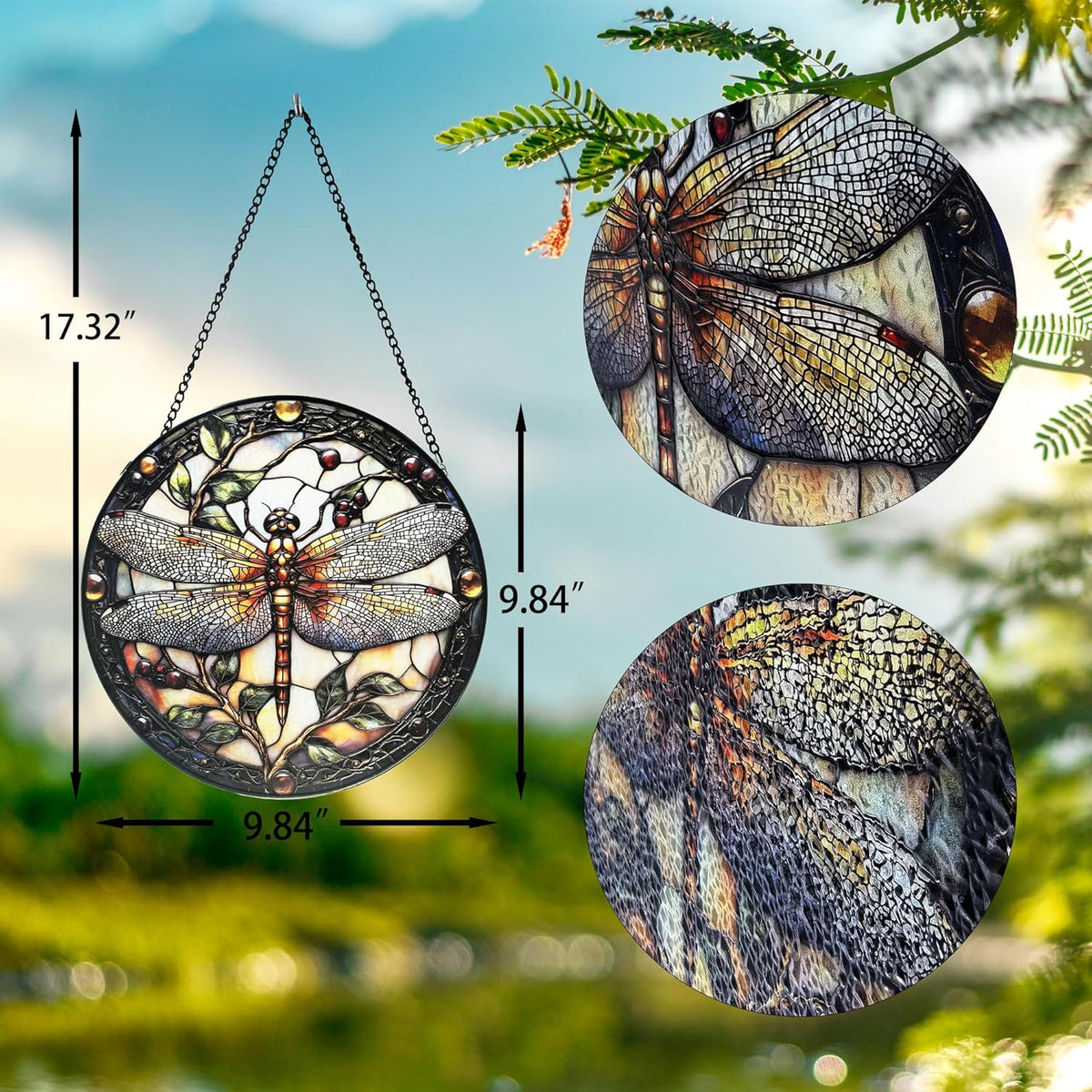 Stained Glass Window Hanging - Dragonfly Plant Suncatcher Ready to Hang Window Doors Home