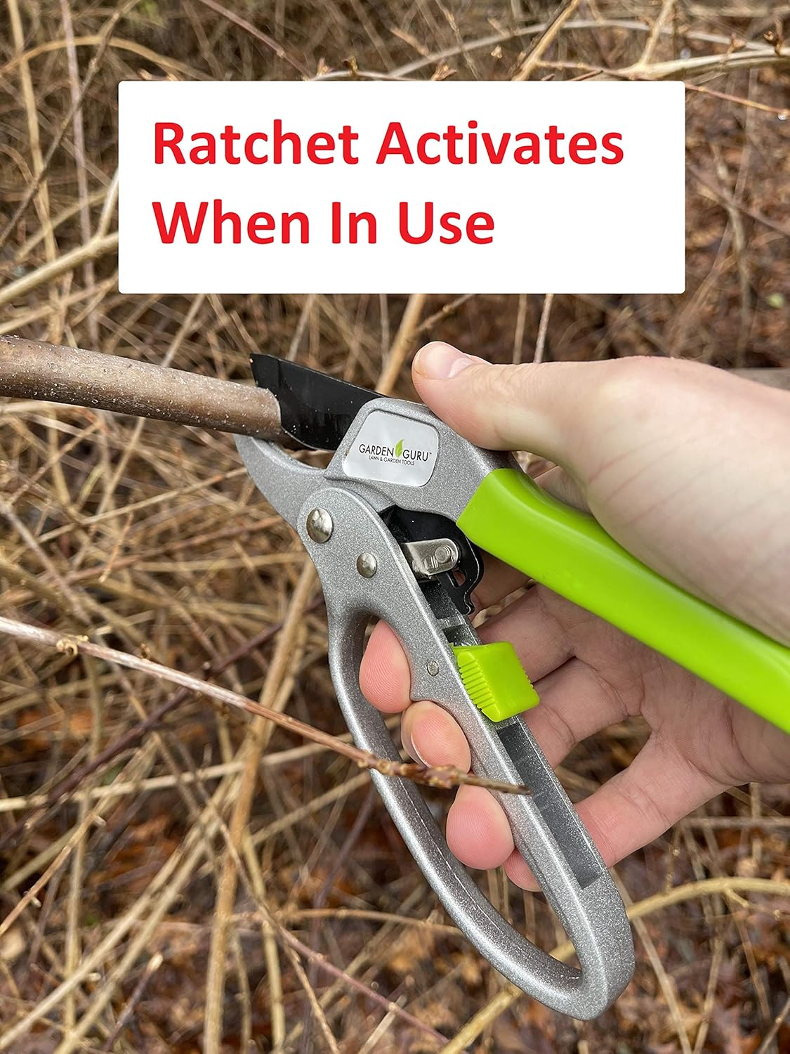 Garden Guru Professional Ratchet Pruning Shears Clippers – 4X Cutting Power – Ratcheting Garden