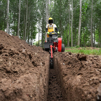 429cc 14HP Kohler Gas Powered E-Start Cable Ditching Mini Trencher,24'' Trench Depth, 27pcs Carbide