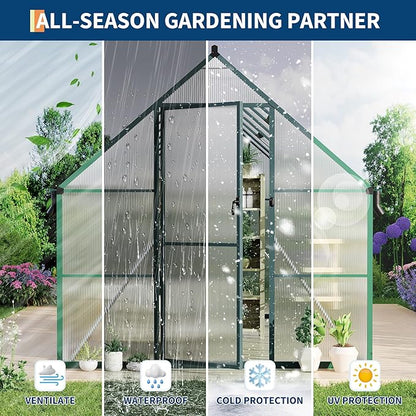 8'X14' Aluminum-Framed Polycarbonate Greenhouse, Heavy Duty Polycarbonate Greenhouse with Quick