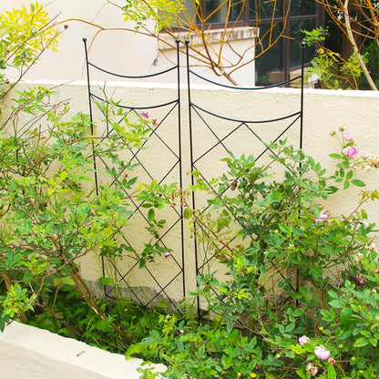 45.3" H x 15" W Metal Garden Trellis for Climbing Plants, Black Iron Trellis for Vines Plant Rose