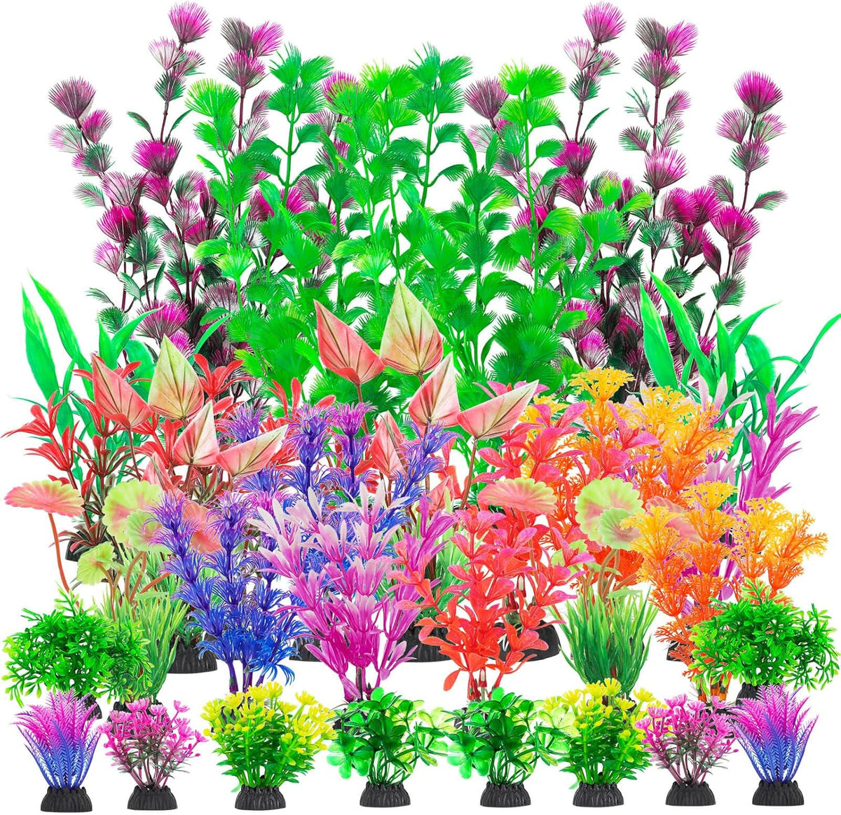 CousDUoBe 30Pcs Aquarium Plants, Fish Tank Accessories Artificial Aquatic Plants,Full Set of Fish