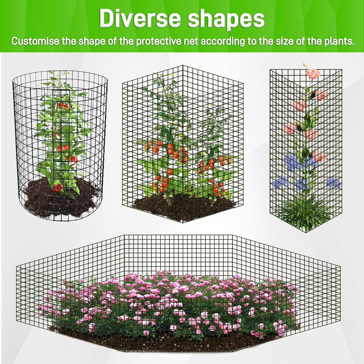 8 Pack Plant Protectors from Animals, 24"x 12" Wire Plant Protector, Wire Cages for Plants with