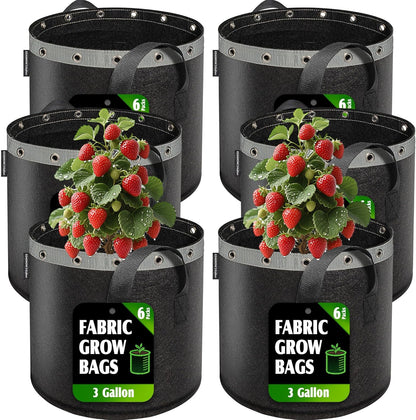 3 Gallon Grow Bags 6 Pack,Premium 3 Gallon Fabric pots for Healthy Plant Growth - Durable and
