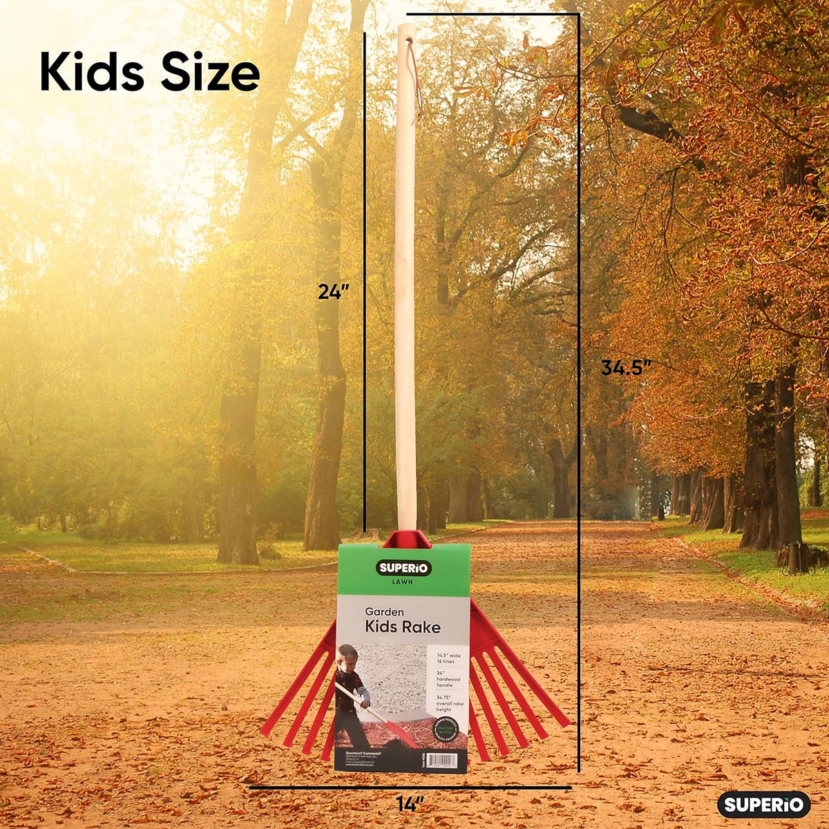 Leaf Rake, Red Kid Size Leaf Collector, Bulk Pack Gardening Rake, 24-Pack Plastic Rakes with Wood