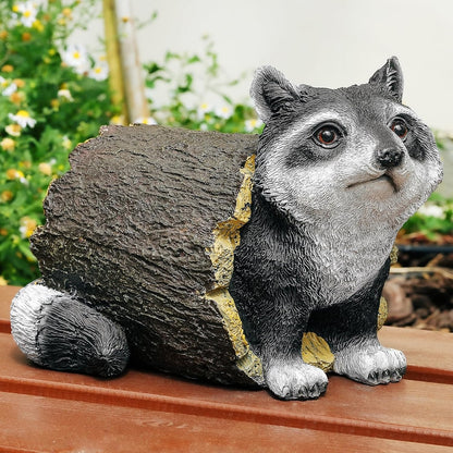 Garden 10.2" Raccoon Statue, Cute Outdoor Raccoon Decor, Resin Realistic Figurine, Animal Themed