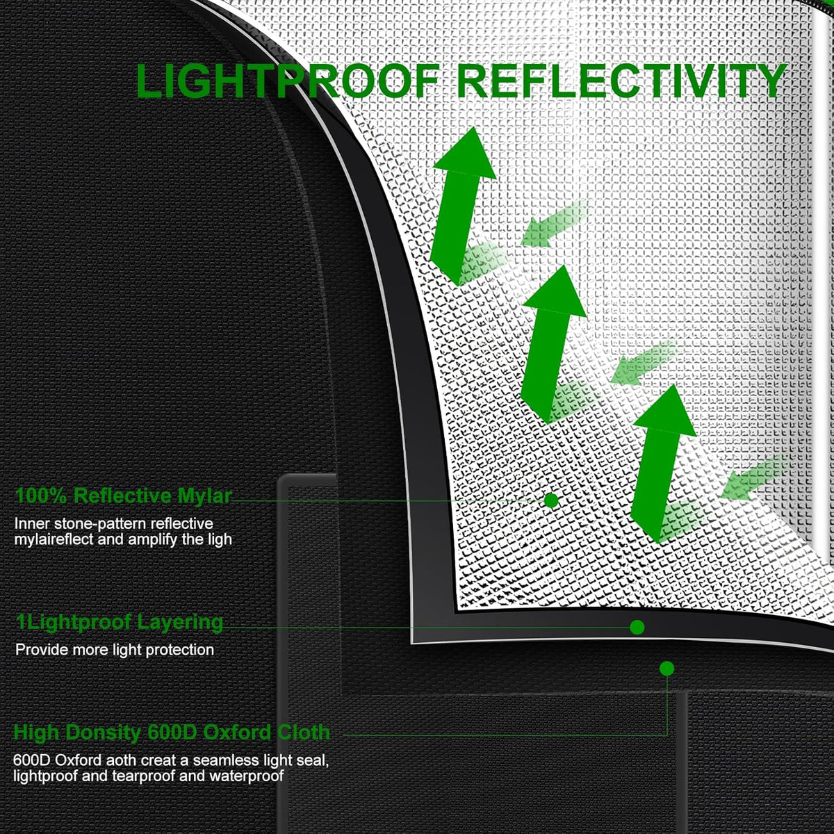 MELONFARM 4x2 Grow Tent, 48"x24"x72'' High Reflective 600D Diamond Mylar Canvas with Observation