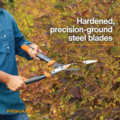 Fiskars 23-Inch Hedge Shears, Bush Trimmer with PowerGear2 Technology that Multiplies Power for