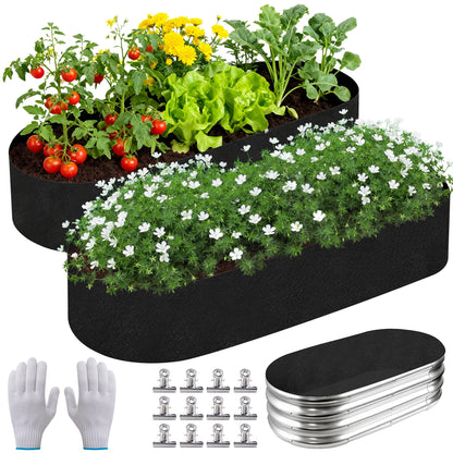 Mizelu 2 Sets 4 x 2 x 1 ft Raised Garden Bed Liner Bag, Breathable Grow Bed Fabric Liners with