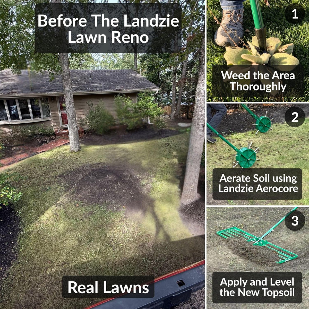 LANDZIE - The Original 24 Inch Compost and Peat Moss Spreader Roller - Top Soil, Sand, Manure
