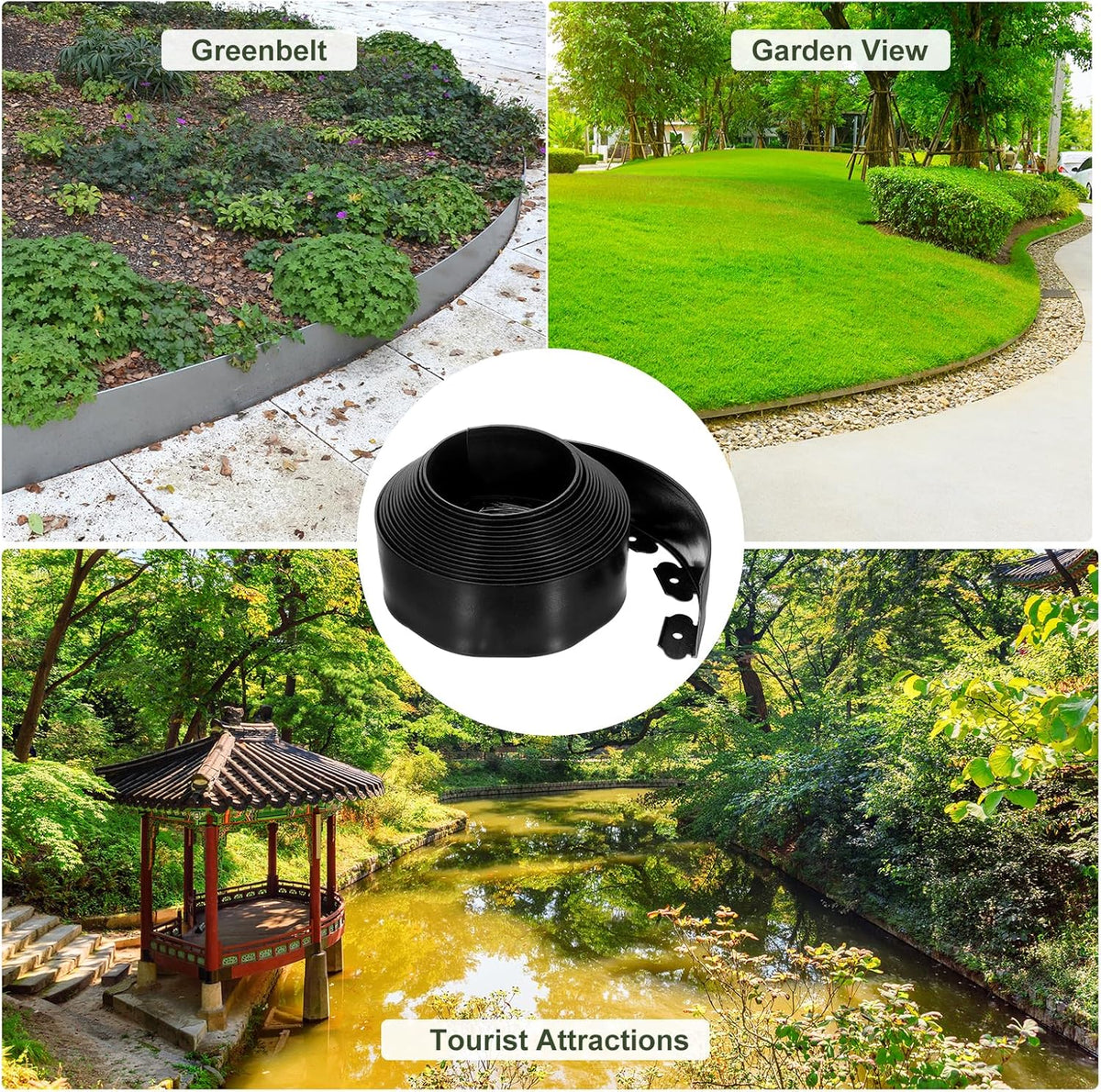 uxcell Landscape Edging, 1Pcs 40FT x 3.94" - No Dig Garden Edging Kit with 36 Stakes, Landscape