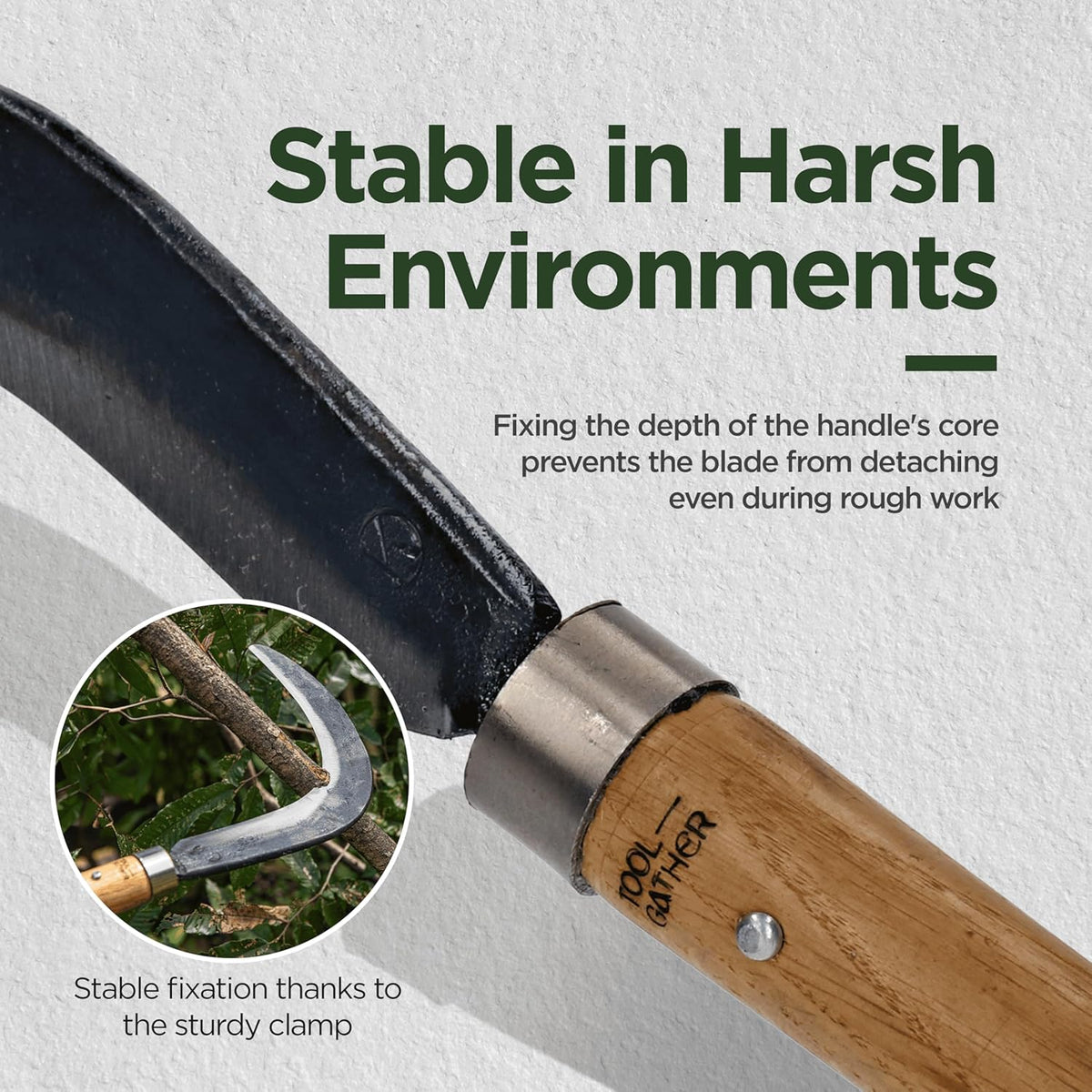 Big Size Josun Sickle - Hand-Forged Handmade Korean Weeding and Brush Clearing Tool with