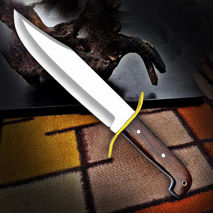 Large Bowie Knife with Leather Sheath Fixed Blade Hunting Knife D2 Steel with Leather for Outdoor