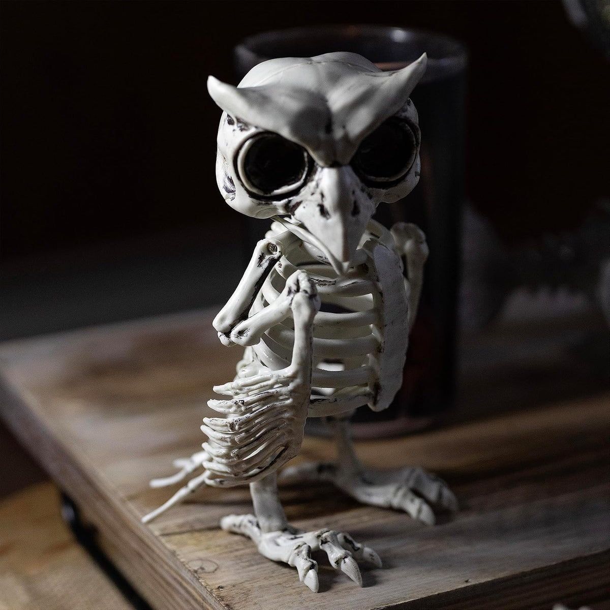 SCS Direct Owl Skeleton Halloween Decoration (2 Pack) - 6.5" Long - Weather Resistant for