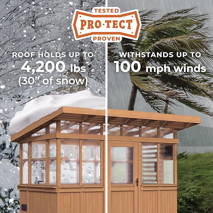 Backyard Discovery Poppy 11' x 7' Cedar Wood and Polycarbonate Walk-In Greenhouse Kit with Exhaust
