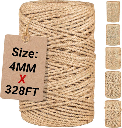 Natural Jute Twine String,Bulk Jute Rope Cord Twine for Crafting Gardening,Roll of Thick and Thin