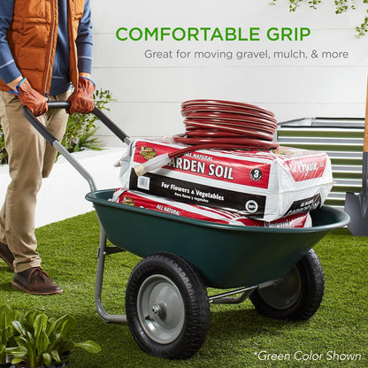 Best Choice Products Dual-Wheel Home Utility Yard Wheelbarrow Garden Cart w/Built-in Stand for