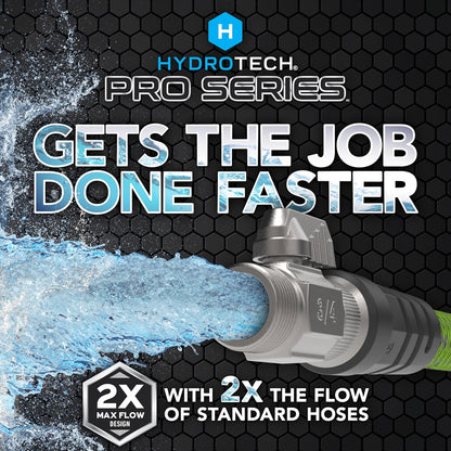 HydroTech 50 ft Expandable Garden Hose - Pro Series, 2x Max Flow, 3/4" No-Kink Flexibility