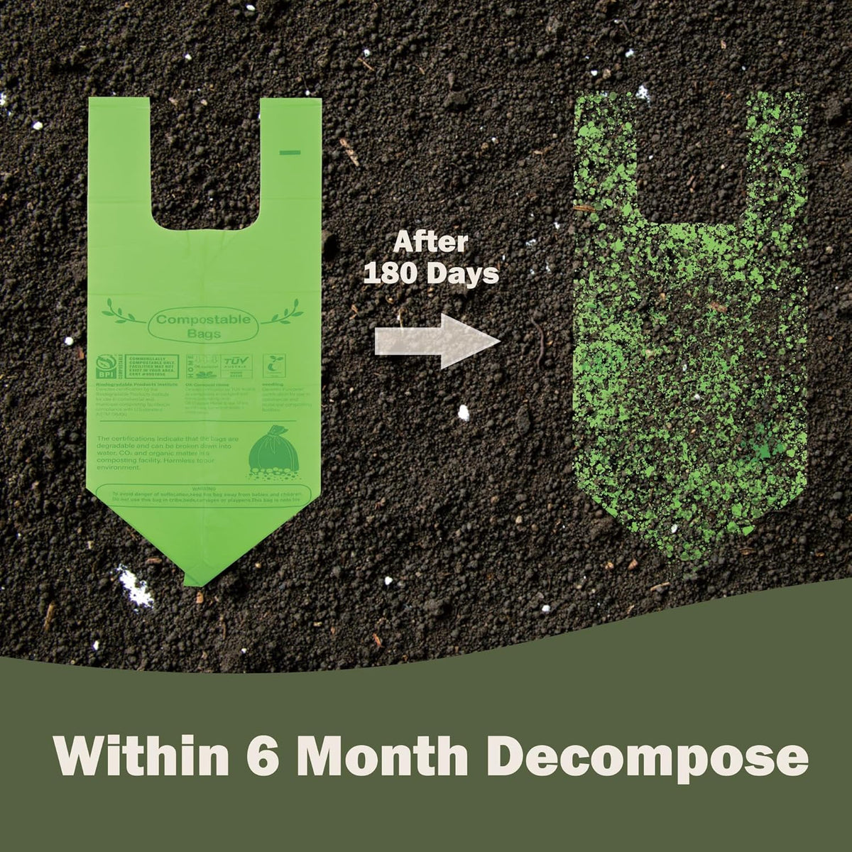Compost Bags 4-5 Gallon with Handles Tie Extra Thick 0.78 Mils Wastebasket Liners Bags for Kitchen