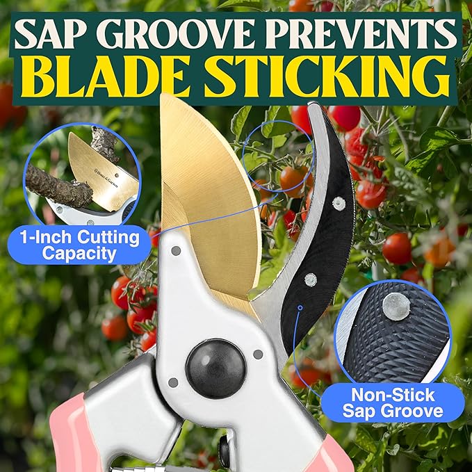Haus & Garten ClassicPRO 8.5" Premium Titanium Bypass Garden Shears - Use as Pruners, Pruning
