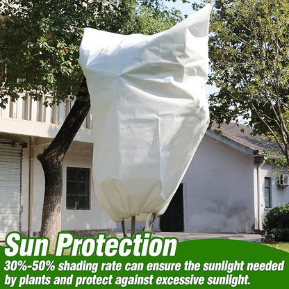 Gardzen 5-Pack Plant Covers Freeze Protection, Drawstring Tree Cover with Zipper, Winter Freeze
