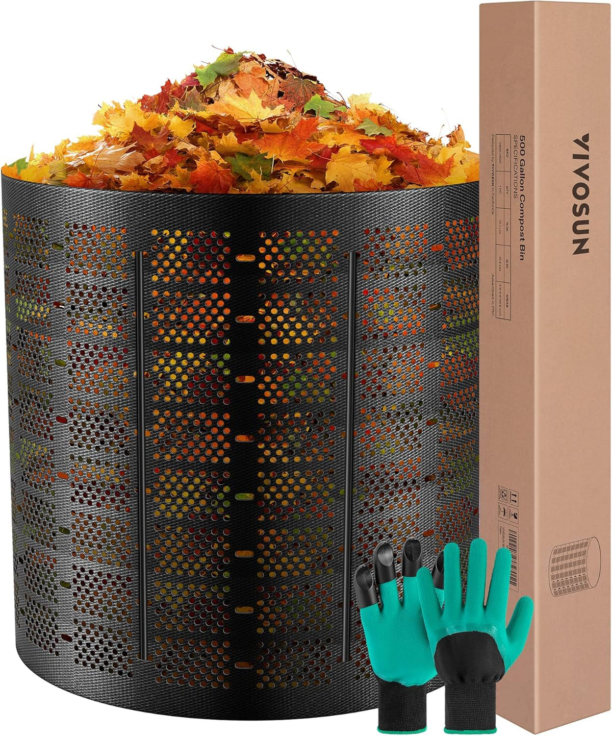 VIVOSUN 500 Gallon Outdoor Compost Bin, Expandable Composter, Easy to Setup & Large Capacity for