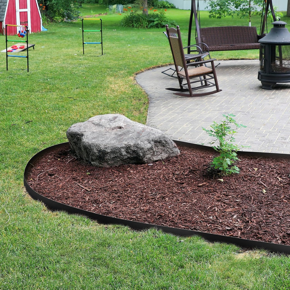 KOL Galvanized Steel Garden Lawn Edging, 6-Pack Black Bendable Metal Landscape Edging Strips