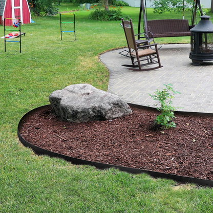 KOL Galvanized Steel Garden Lawn Edging, 6-Pack Black Bendable Metal Landscape Edging Strips