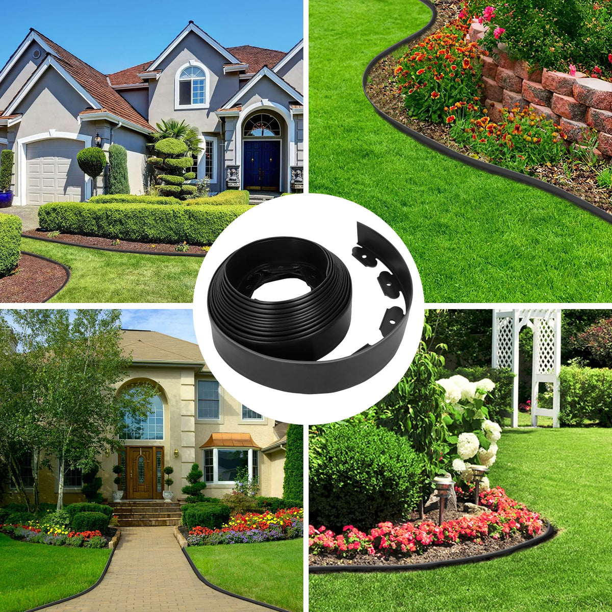 2-Inch x 100 FT Landscape Edging Border with 150 Stakes, Plastic Edging for Landscaping Garden