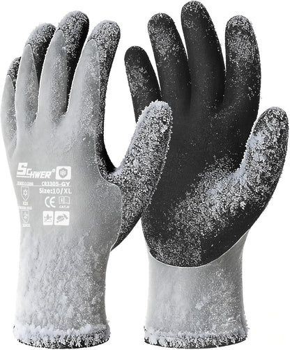 Schwer 2 Pairs 100% Waterproof Winter Work Gloves, ANSI A2 Cut Resistant Freezer Gloves for Outdoor