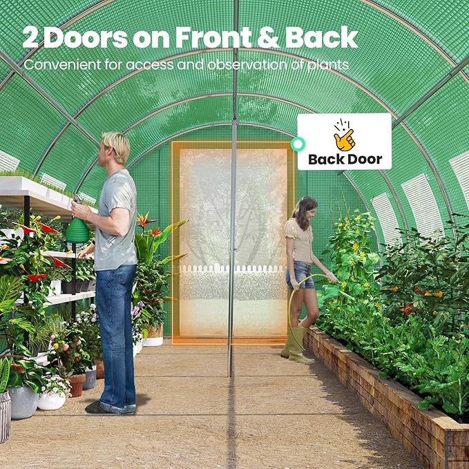 KING BIRD Premium 20x10x6.6FT Greenhouse for Outdoors, Large Walk-in Upgraded Galvanized Metal