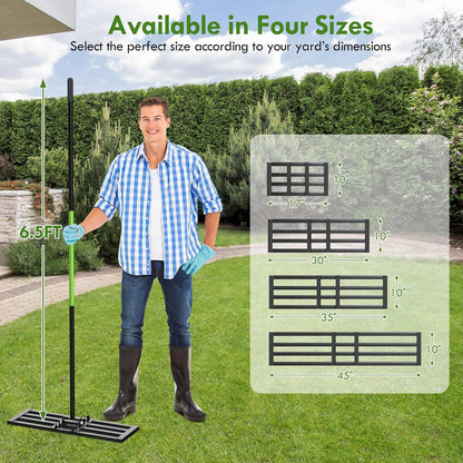 Seeutek Lawn Leveling Rake, 35” x 10” Lawn Leveler with 6.5FT Stainless Steel Handle Rakes for