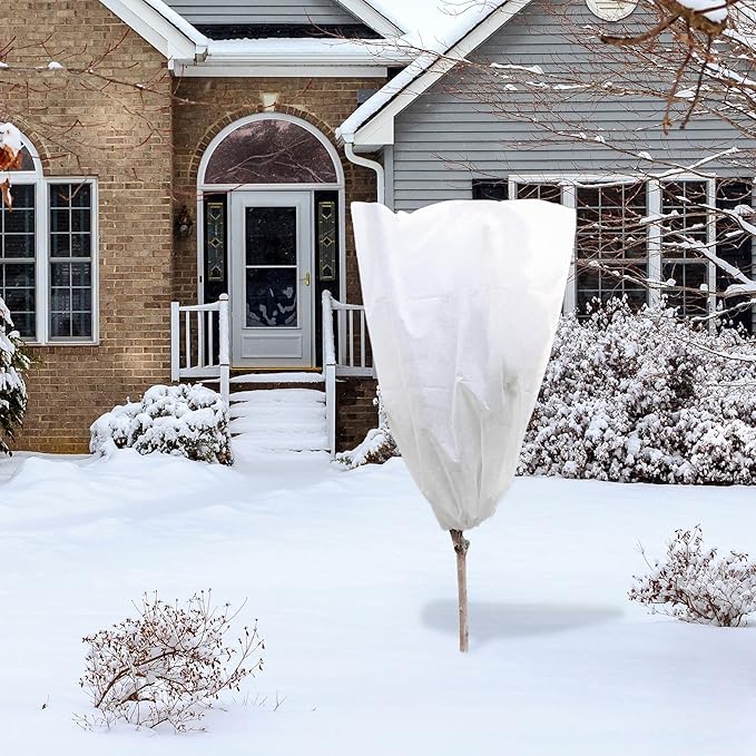 EZGOODZ White Winter Plant Covers Freeze Protection, 31.6 x 47 Inch. Pack of 2 Plant Winter Cover