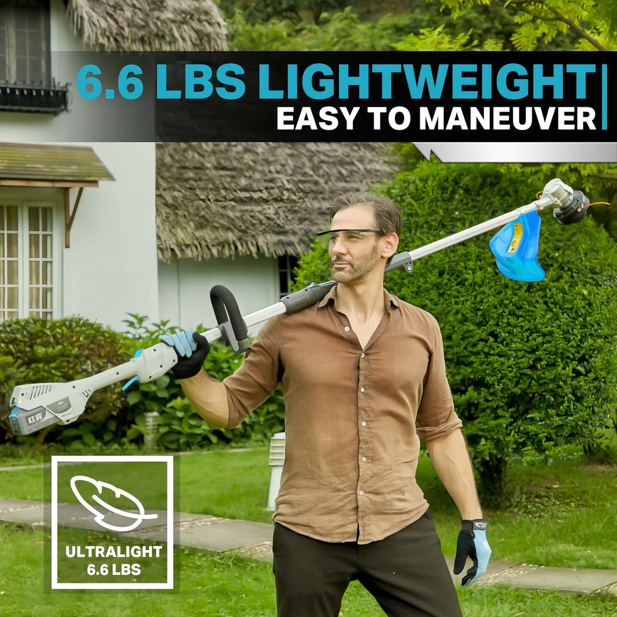 RB 17" Cordless String Trimmer, 40V Lithium Battery Weed Wacker with 4.0Ah Battery & Fast Charger &