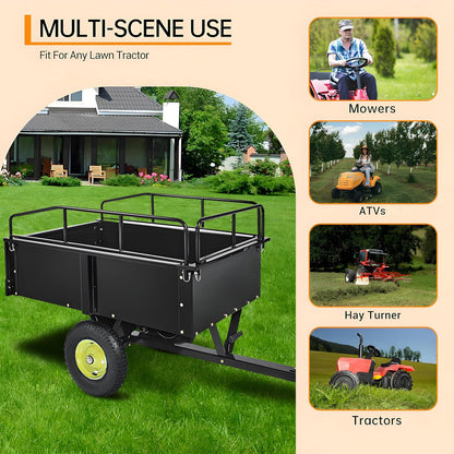 Utility Trailer, Steel ATV Trailer, Heavy Duty Lawn Mower Trailers, 750 Lbs 15 Cu.Ft. with