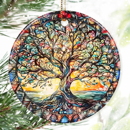 Colorful Ceramic Tree of Life Christmas Ornament, Tree of Life & Christmas Ornaments for Tree