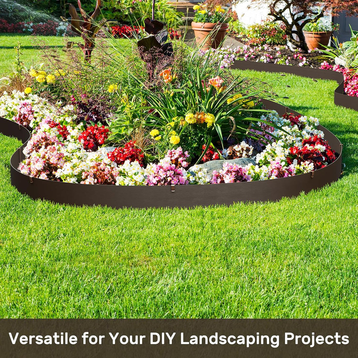 AGTEK 60FT Plastic Landscape Edging Coil Kit, 4 inch High Terrace Board Garden Edging Border with