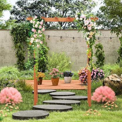 S AFSTAR 84" Wooden Garden Arbor, Plant Climbing Arch Trellis Pergola Archway Wedding Arch for