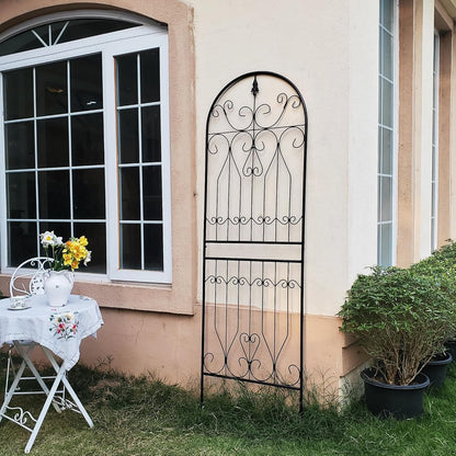 SCENDOR Metal Trellis 82.7" H x 26.7" W Tall Powder-Coated Black Garden Trellis Wrought Iron Heavy