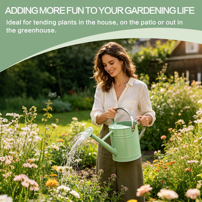 Metal Watering Can for Outdoor Plants, Watering Can 1 Gallon,Cream Green