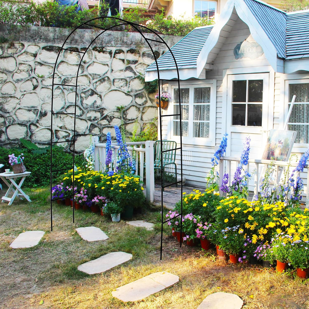 7.9 Ft H x 4.6 Ft W 2 Pack Metal Pergola Arbor,Assemble Freely 3 Sizes,for Various Climbing Plant