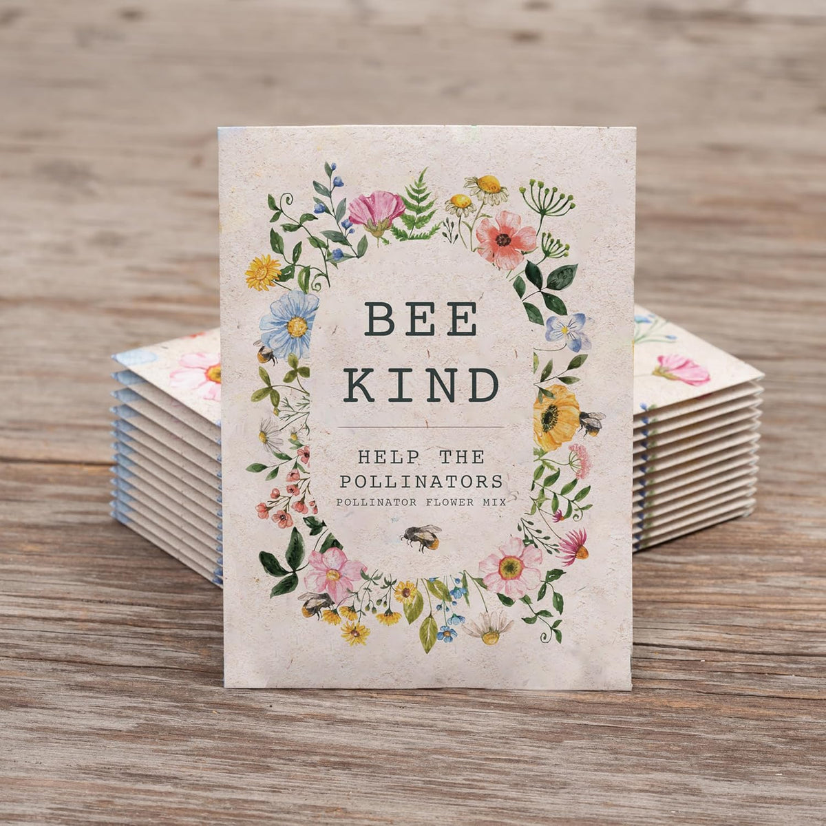 Bentley Seed Co. | Bee Kind Pollinator Flowers | Beautiful Bee Art Kraft Look Seed Packets |