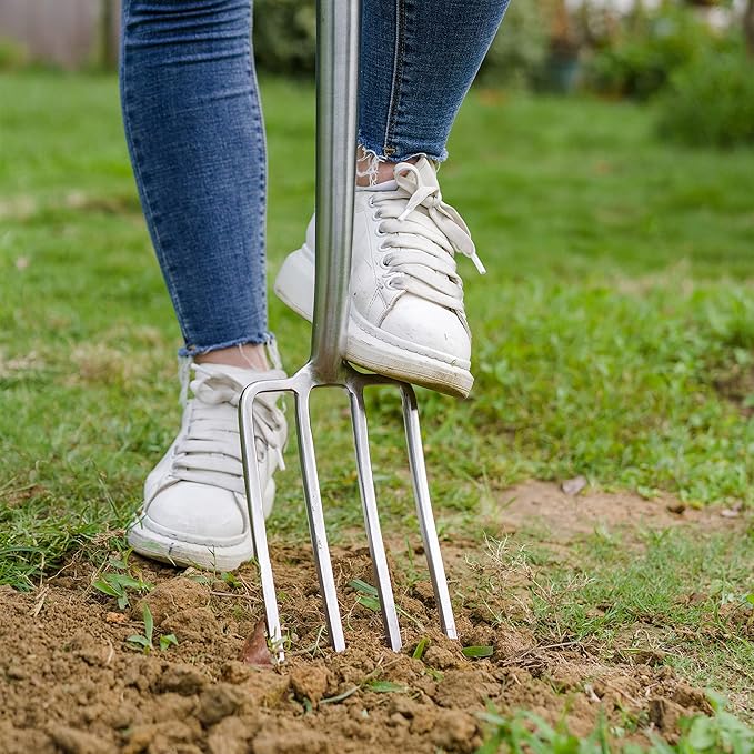 Berry&Bird Garden Digging Fork, 37.4" Stainless Steel Garden Spading Fork with D-Grip Handle