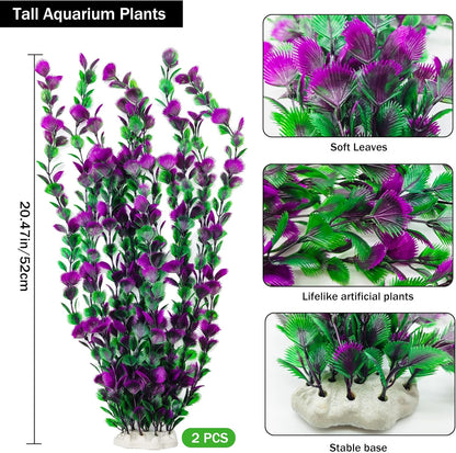 20.47 Inch Tall Aquarium Plants – Large Lifelike Artificial Fish Tank Decorations, 2 Pcs Fish Tank